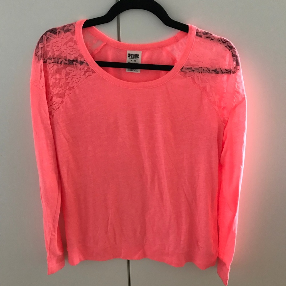 VS PINK lace shoulder top